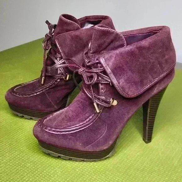 Just Fab women's purple suede heel ankle Booties size 7 US NWOT - Picture 10 of 15